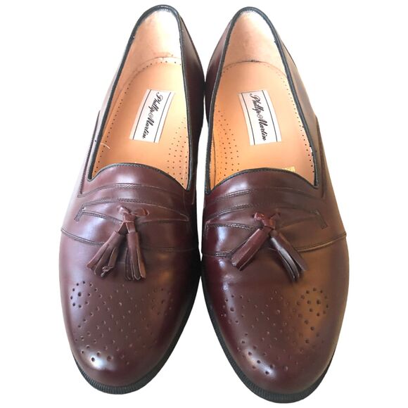 Phillip‎ Martin Burgundy Men\'s Casual Leather Loafer Slip-on Tassel  Size 9.5 main image 4